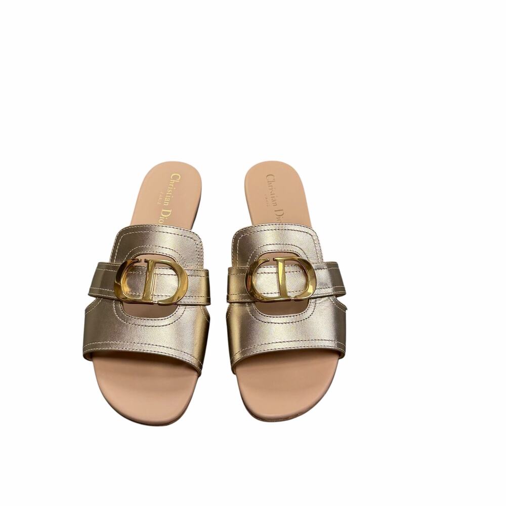 NEW Christian Dior 30 Montaigne Slide Sandal Platinum Gold Womens 38.5 / US 8.5 - Picture 4 of 13